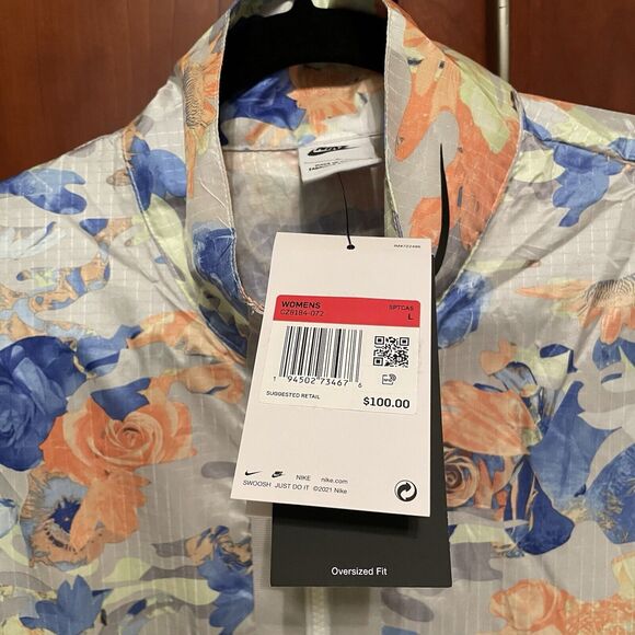 Nike Womens Woven Floral Track Zip Jacket Size L - CZ8184 072 Windbreaker NWT - Picture 7 of 16